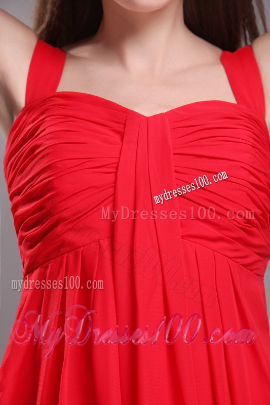 Red Sweetheart Straps Ruching Princess Dresses For Bridesmaid