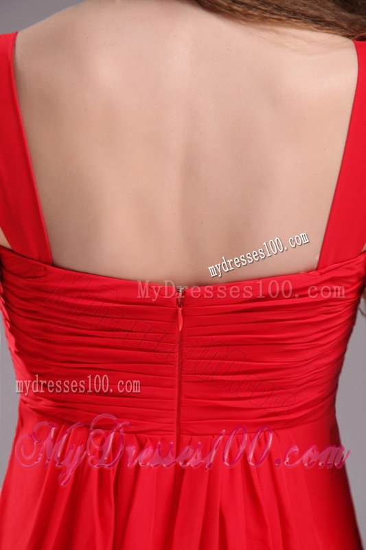 Red Sweetheart Straps Ruching Princess Dresses For Bridesmaid