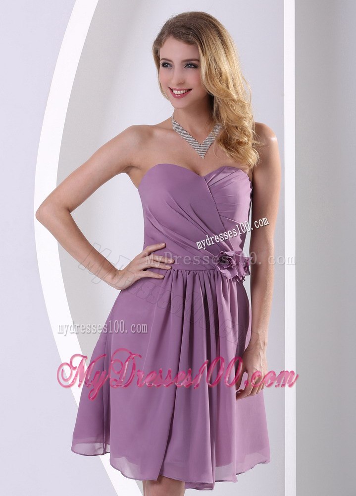 Ruching Sweetheart Strapless Mini Length Maid of Honor Dresses