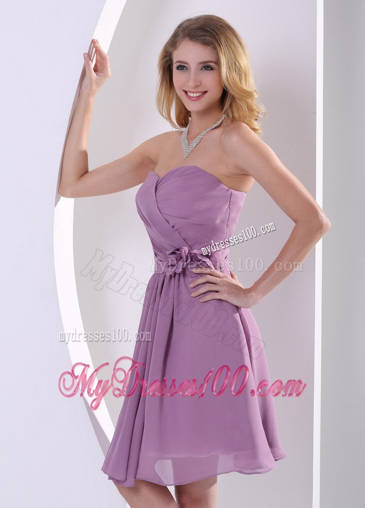 Ruching Sweetheart Strapless Mini Length Maid of Honor Dresses