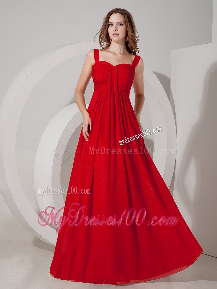 Sweetheart Straps Floor-length Maid of Honor Dress in Red