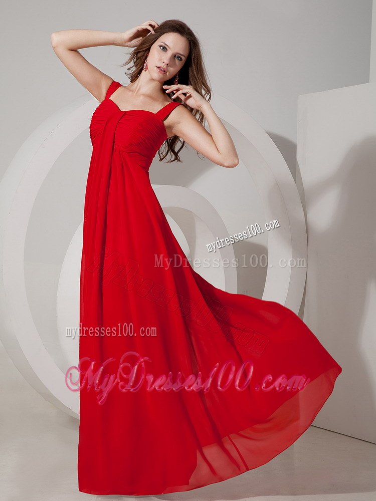 Sweetheart Straps Floor-length Maid of Honor Dress in Red