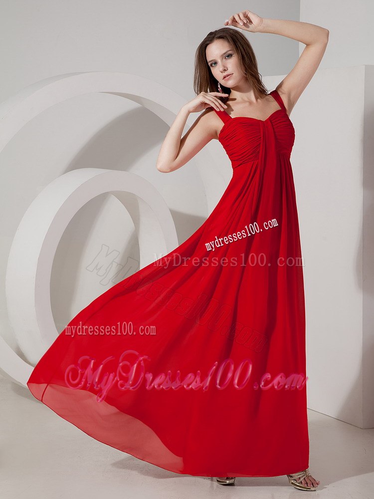 Sweetheart Straps Floor-length Maid of Honor Dress in Red