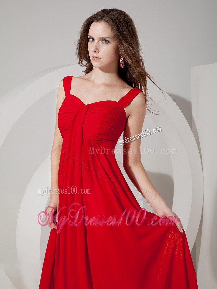 Sweetheart Straps Floor-length Maid of Honor Dress in Red