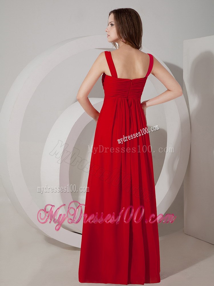 Sweetheart Straps Floor-length Maid of Honor Dress in Red