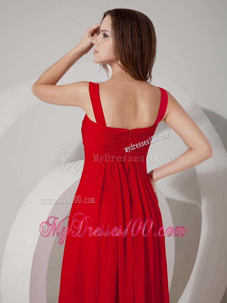 Sweetheart Straps Floor-length Maid of Honor Dress in Red