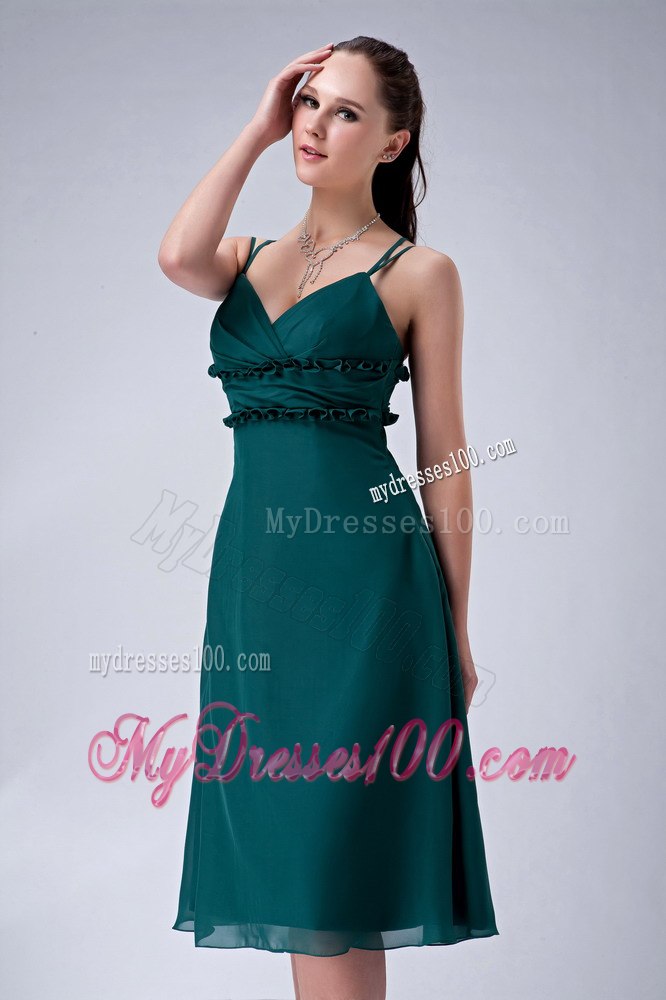 Popular Teal Empire Sweetheart Straps Beach Bridesmaid Dress Tea-length