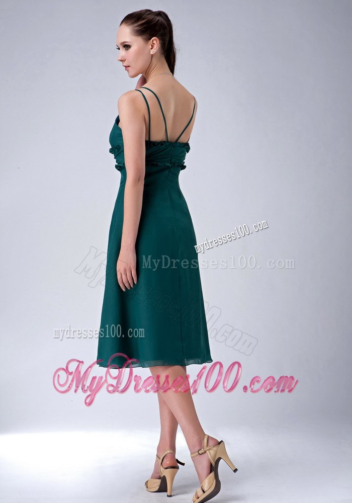 Popular Teal Empire Sweetheart Straps Beach Bridesmaid Dress Tea-length