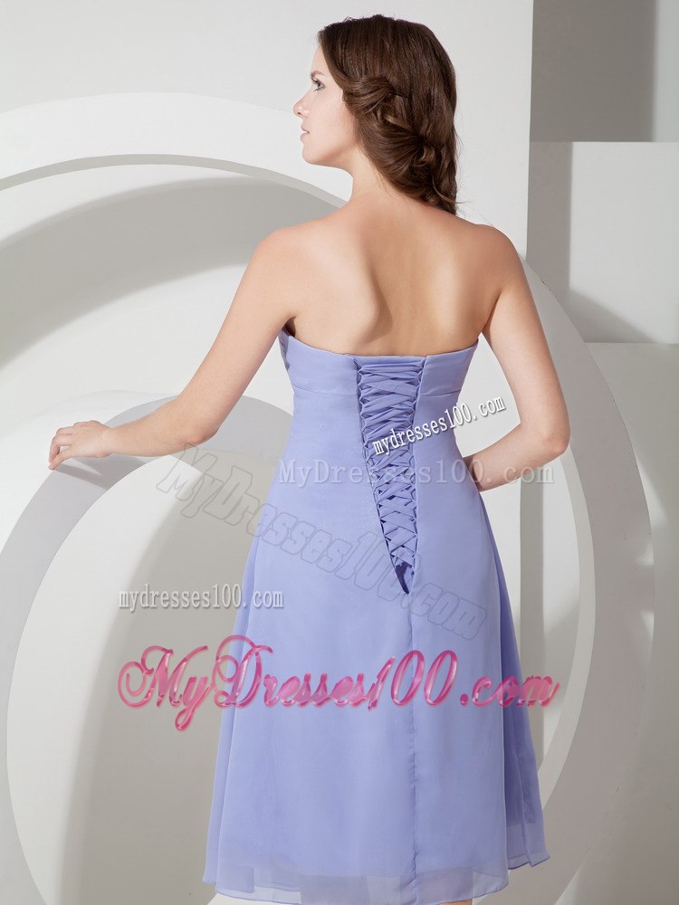 Lilac Short Empire Strapless Dresses For Bridesmaid with Zipper up