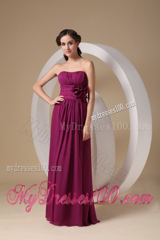 Eggplant Purple Pleated Strapless Princess Junior Bridesmaid Dress