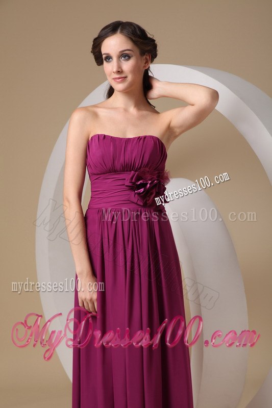 Eggplant Purple Pleated Strapless Princess Junior Bridesmaid Dress