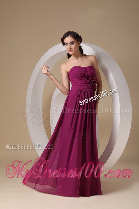 Eggplant Purple Pleated Strapless Princess Junior Bridesmaid Dress