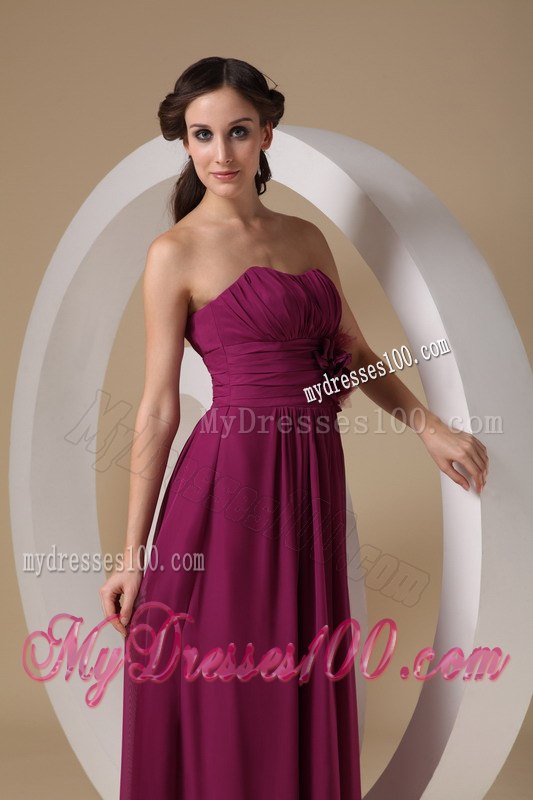 Eggplant Purple Pleated Strapless Princess Junior Bridesmaid Dress