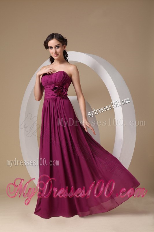 Eggplant Purple Pleated Strapless Princess Junior Bridesmaid Dress