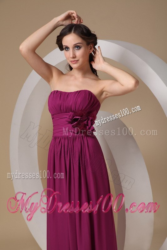 Eggplant Purple Pleated Strapless Princess Junior Bridesmaid Dress
