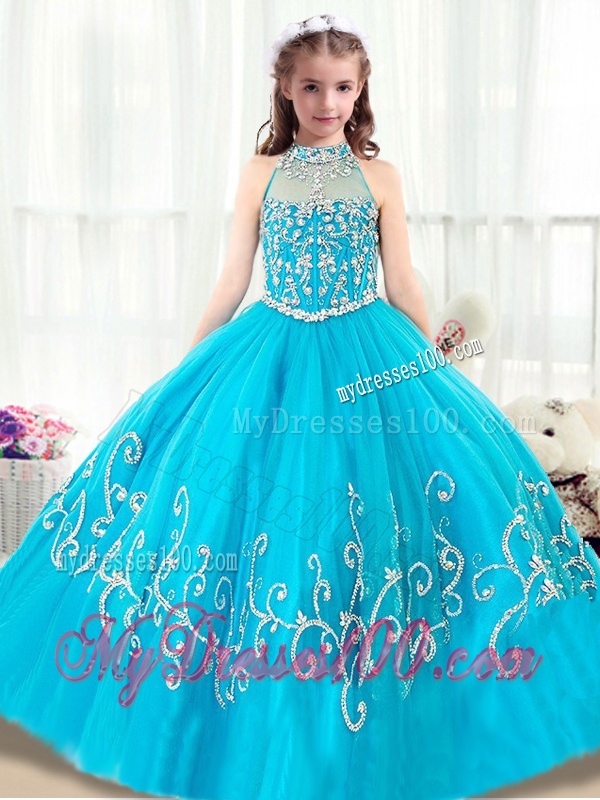 Cheap Beading Mini Quinceanera Gowns with High Neck