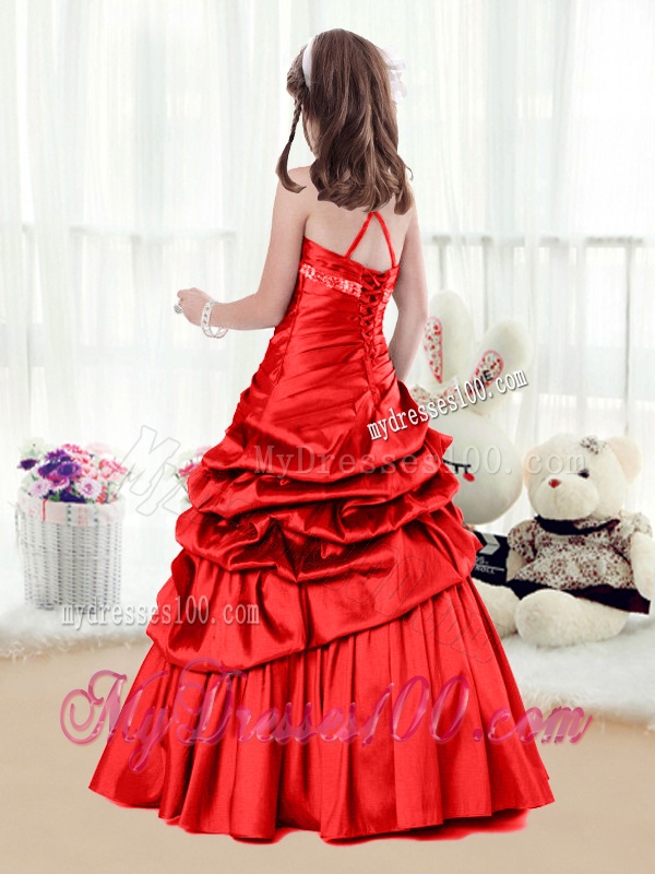 Cheap Beading and Pick Ups Halter Top Little Girl Pageant Dresses