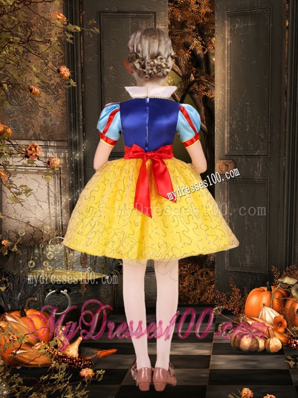 Cheap Short Sleeves Bowknot Little Girl Pageant Dress in Multi Color