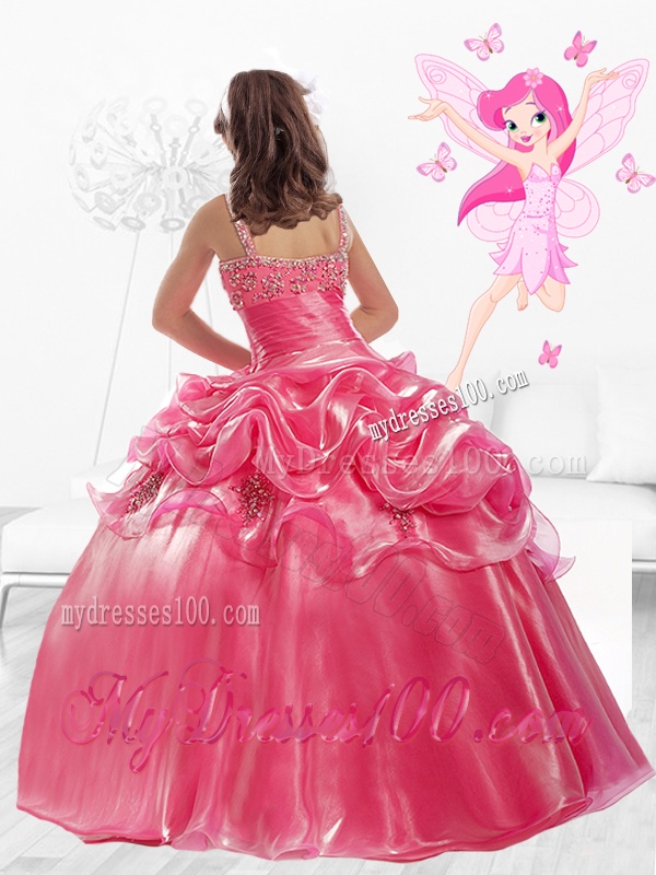 Discount Straps Beaded Little Girl Pageant Dresses with Side Zipper