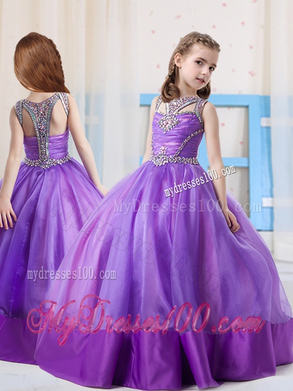 Fashionable Ball Gowns Scoop Side Zipper Little Girl Pageant Dress