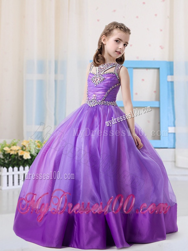 Fashionable Ball Gowns Scoop Side Zipper Little Girl Pageant Dress