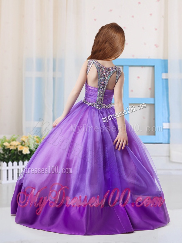 Fashionable Ball Gowns Scoop Side Zipper Little Girl Pageant Dress