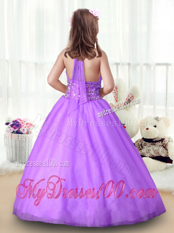 Fashionable Halter Top Little Girl Pageant Gowns with Beading