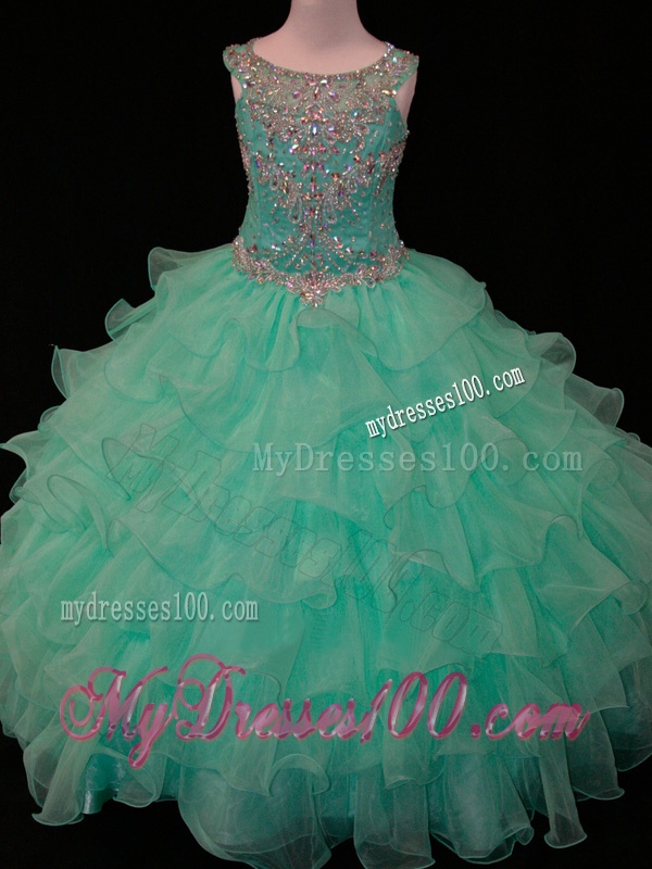 New Arrivals Mint Scoop Little Girl Pageant Dress with Beading and Ruffled Layers