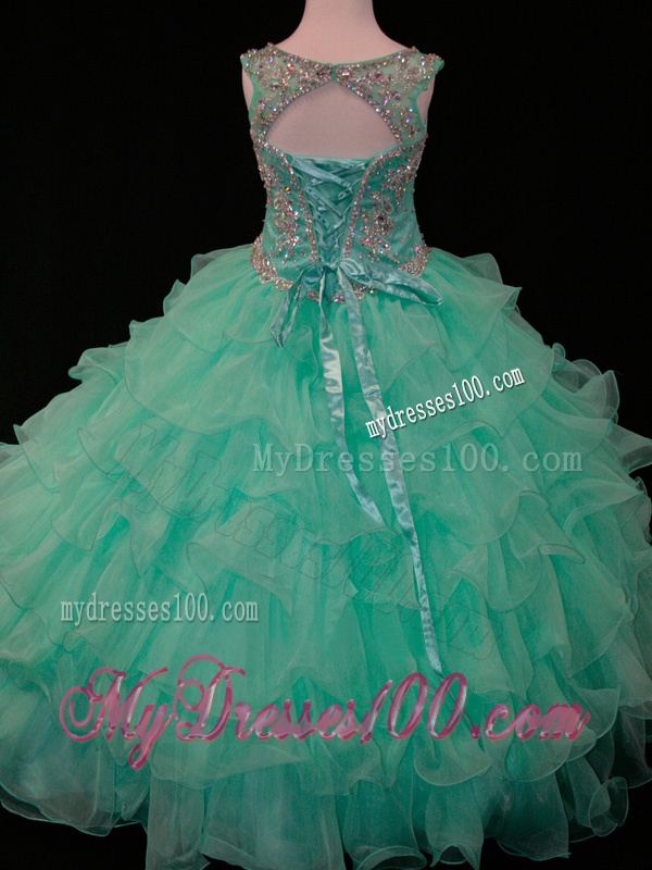New Arrivals Mint Scoop Little Girl Pageant Dress with Beading and Ruffled Layers