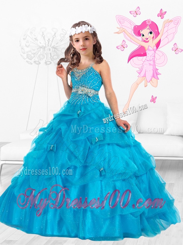 New Style Scoop Beaded and Bowknot Little Girl Pageant Dresses