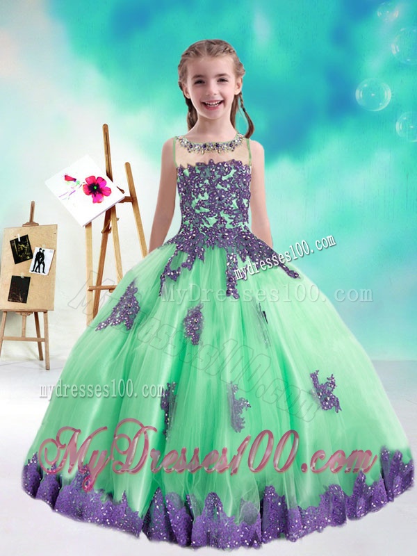 Sweet Multi Color Little Girl Pageant Dresses with Appliques and Beading