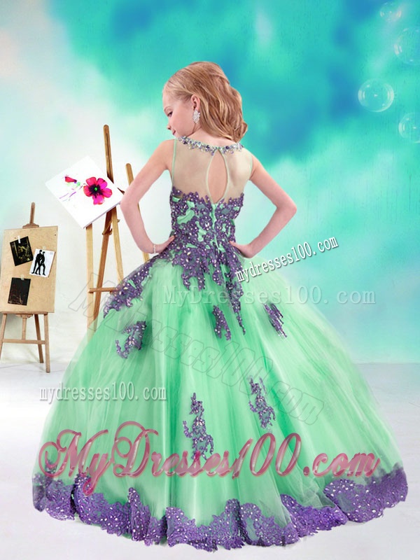 Sweet Multi Color Little Girl Pageant Dresses with Appliques and Beading