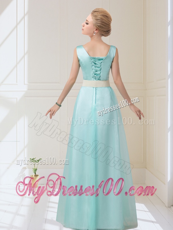 Delicate V Neck Floor Length Bridesmaid Dresses with Bowknot for 2016