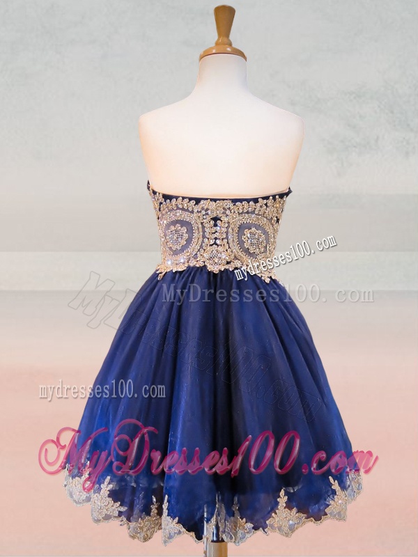 Fashionable Organza Applique with Beading Bridesmaid Dress in Royal Blue