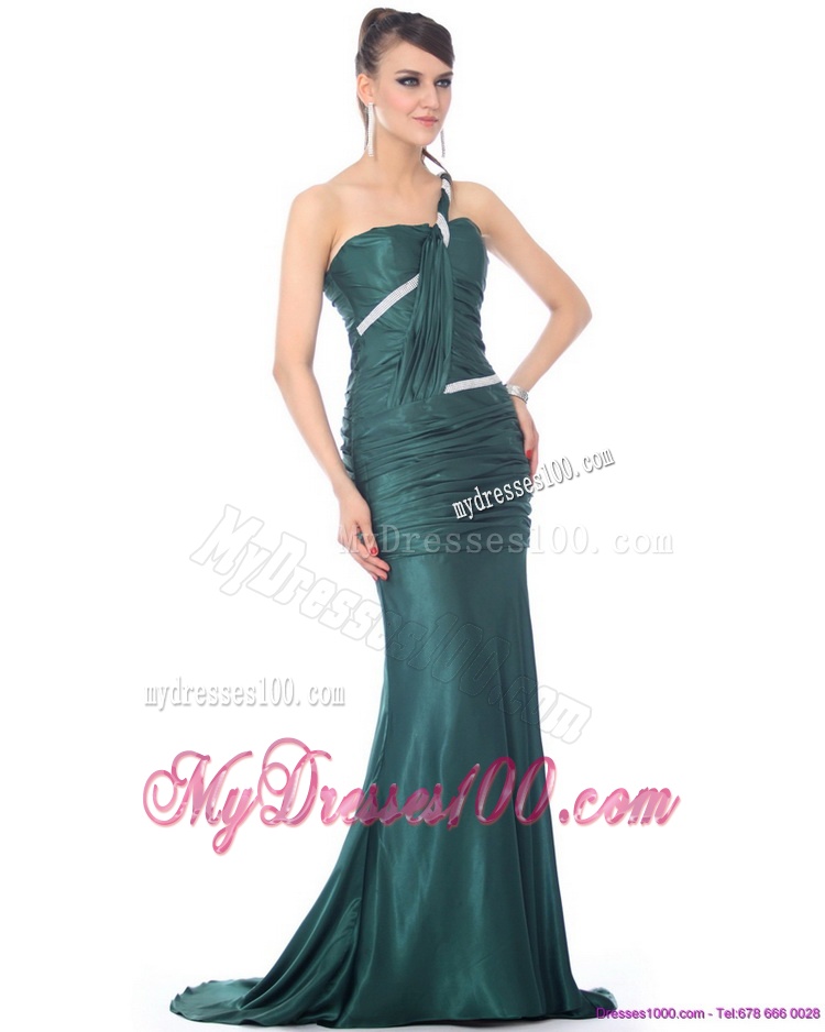2016 New Style One Shoulde Mother of The Bride Dress with Ruching and Brush Train