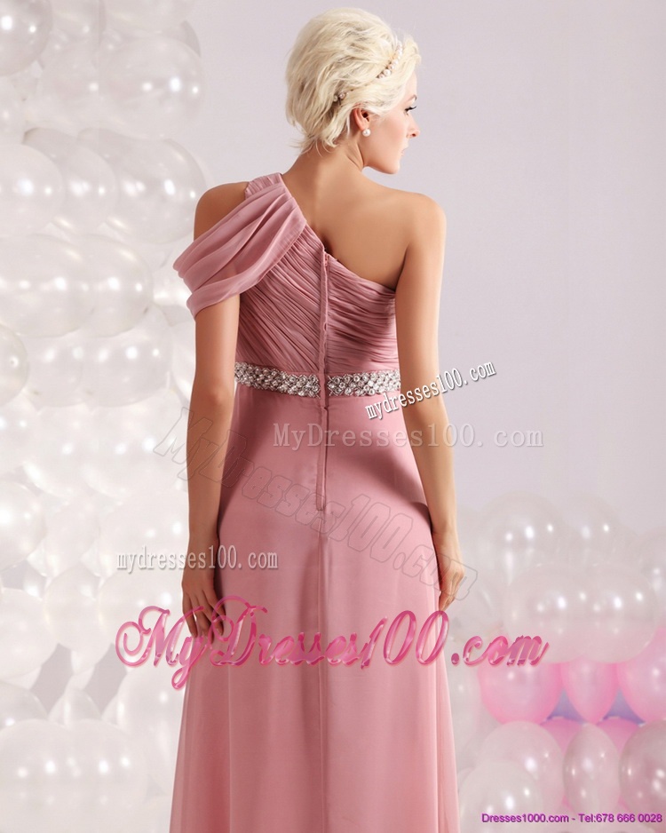2016 Wonderful One Shoulder Mother of The Bride Dress with Beading and Ruching