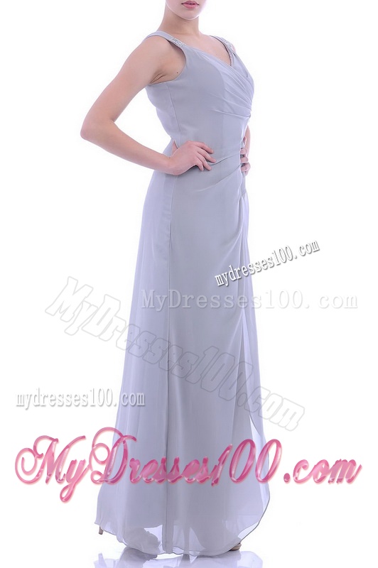Cheap Column V Neck Ankle-length Ruching Mother of The Bride Dress in Grey