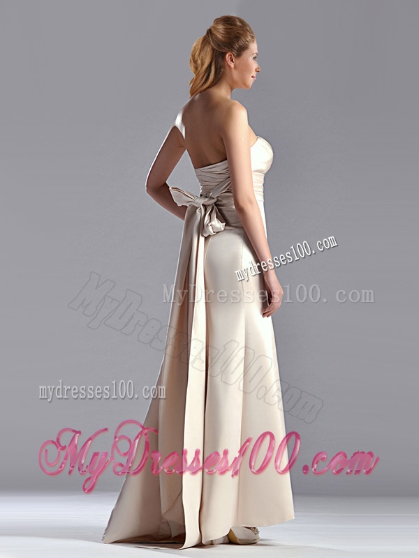 Cheap Off White Column Strapless Mother of The Bride Dress with Brush Train