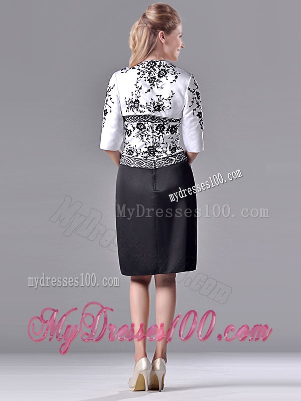 Column Strapless Knee-length Short Mother of The Bride Dress with Jacket