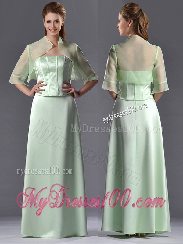 Discount Column Strapless Ruching Mother of The Bride Dress with Jacket