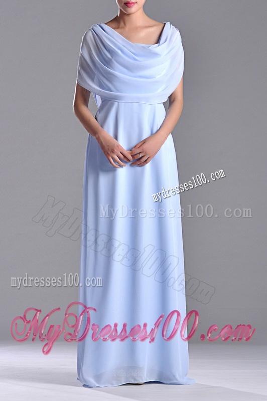 Elegant Spaghetti Straps Light Blue Long Mother of The Bride Dress in Chiffon