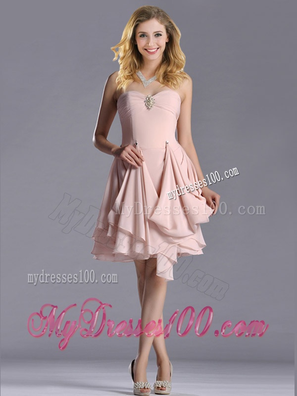 Exclusive Sweetheart Chiffon Beaded Mother of The Bride Dress in Light Pink