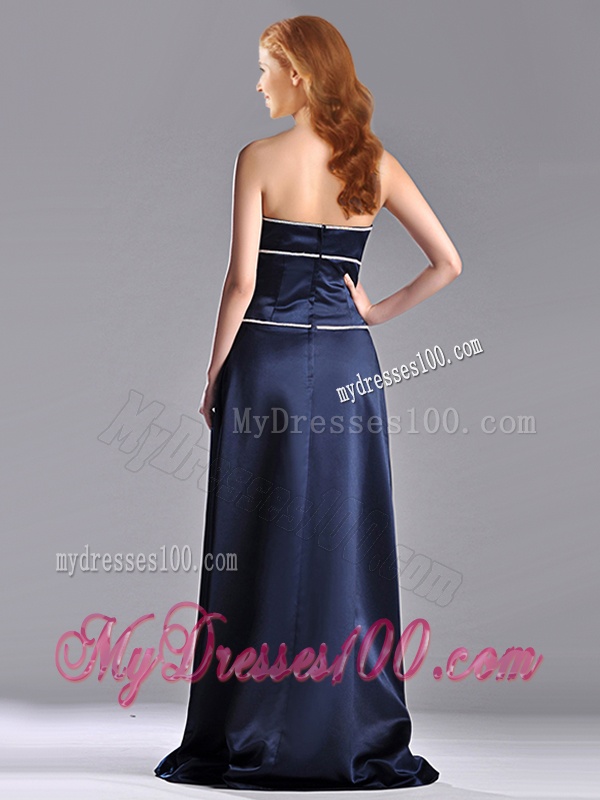 Fashionable Column Strapless Taffeta Long Mother of The Bride Dress in Navy Blue