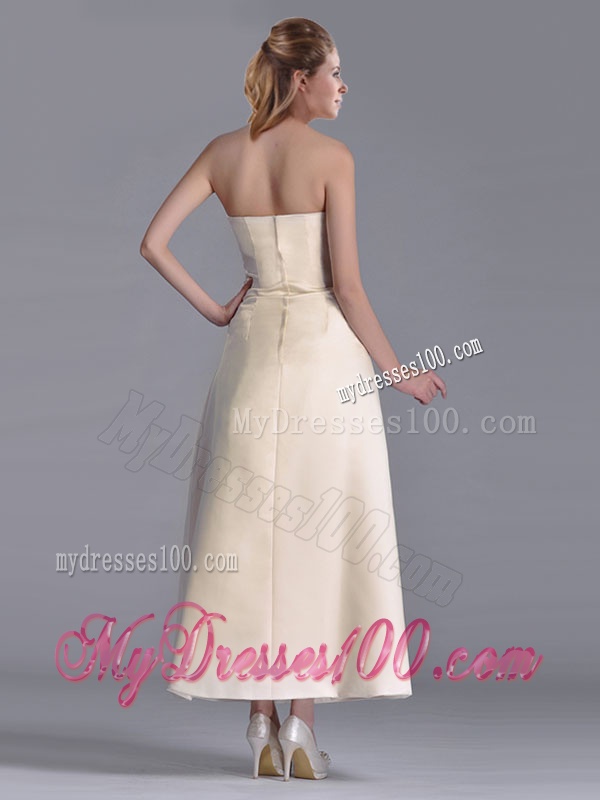Luxurious Tea Length Applique Decorated Bodice Mother of The Bride Dress in Off White