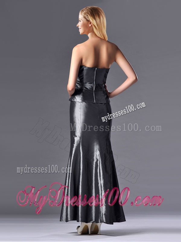 Mermaid Sweetheart Ankle-length Silver Mother of The Bride Dress with Beading