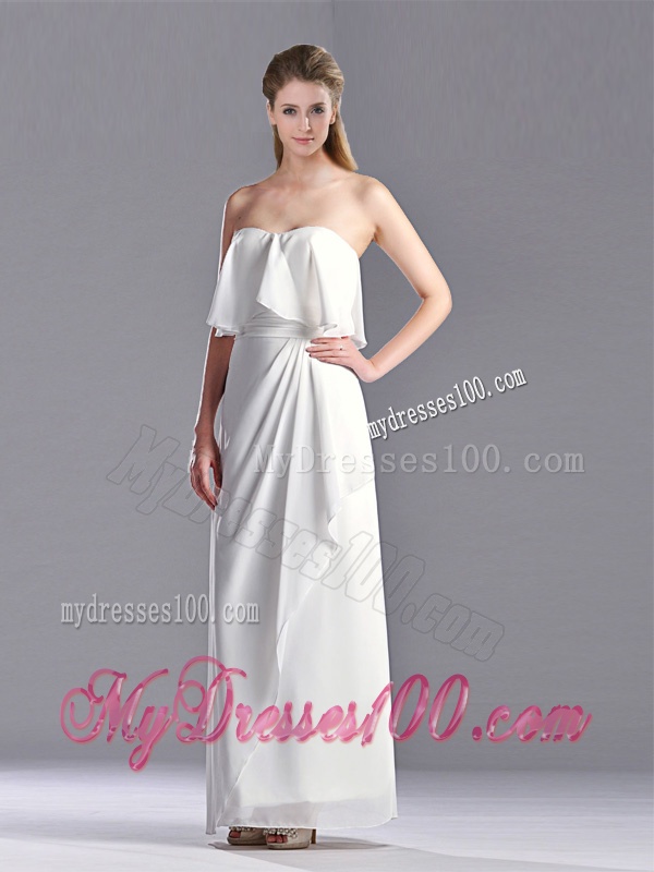 New Arrivals Empire Strapless Ankle Length Mother of The Bride Dress in White