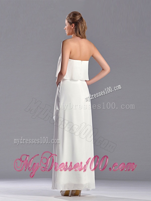 New Arrivals Empire Strapless Ankle Length Mother of The Bride Dress in White