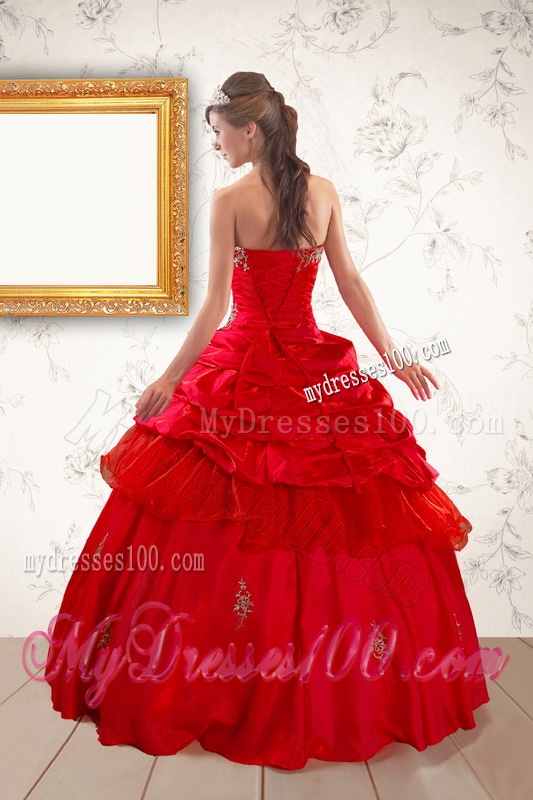 2016 Beautiful Beading Sweetheart Red Quinceanera Dresses