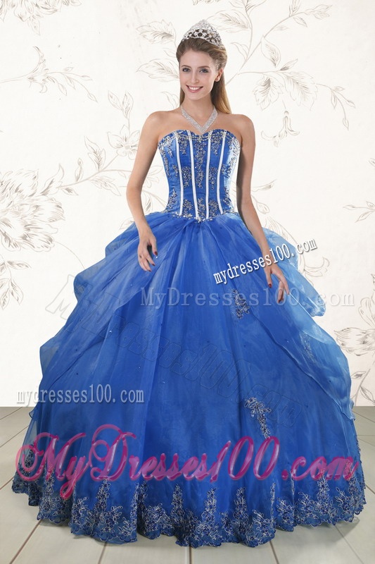 2016 Cheap Appliques Quinceanera Dresses in Royal Blue