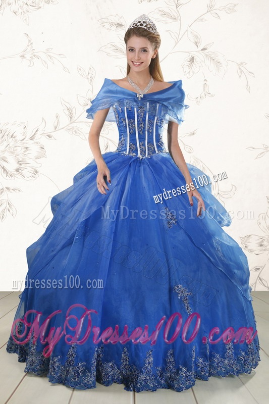 2016 Cheap Appliques Quinceanera Dresses in Royal Blue